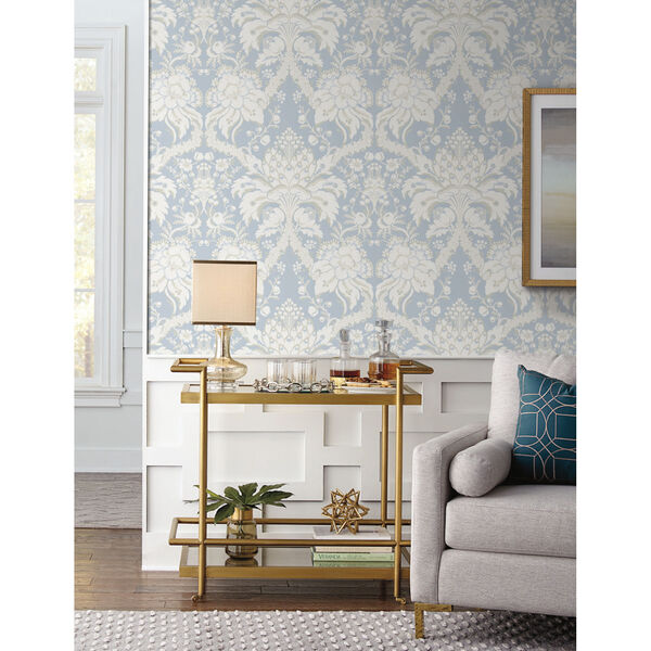 Damask Resource Library Blue 27 In. x 27 Ft. French Artichoke Wallpaper, image 2
