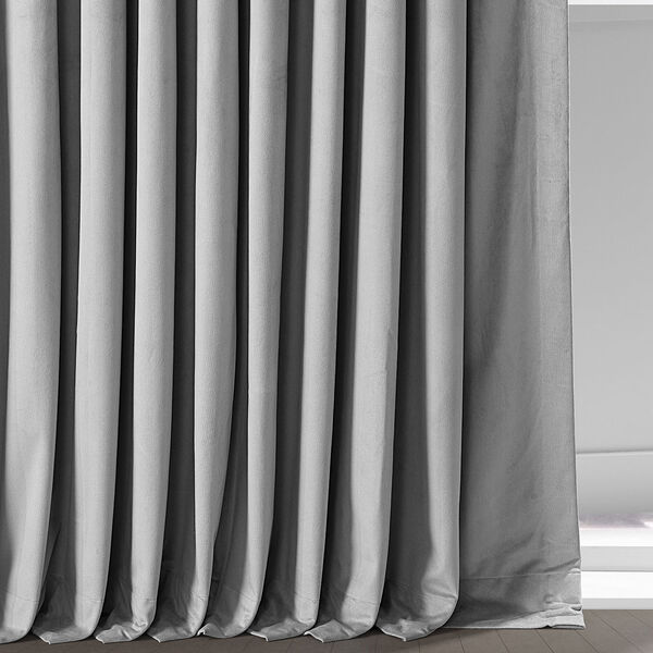 Signature Silver Grey Double Wide Velvet Blackout Pole Pocket Single Panel Curtain 100 x 120, image 4