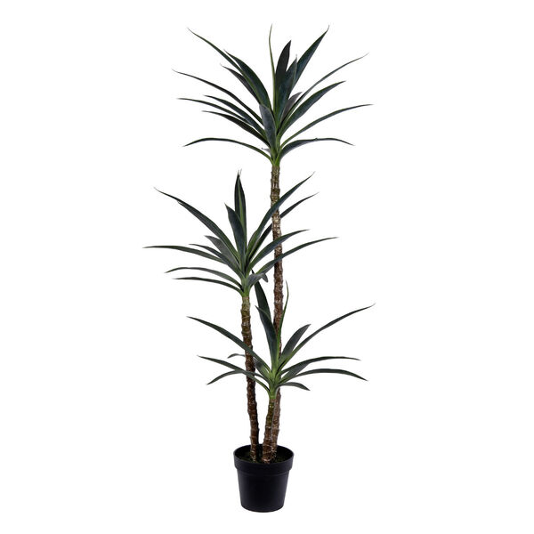 Green 60-Inch Yucca Tree with Black Pot, image 1