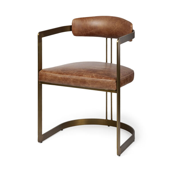 Hoskins I Mahogany and Gold Leather Seat Dining Arm Chair, image 1