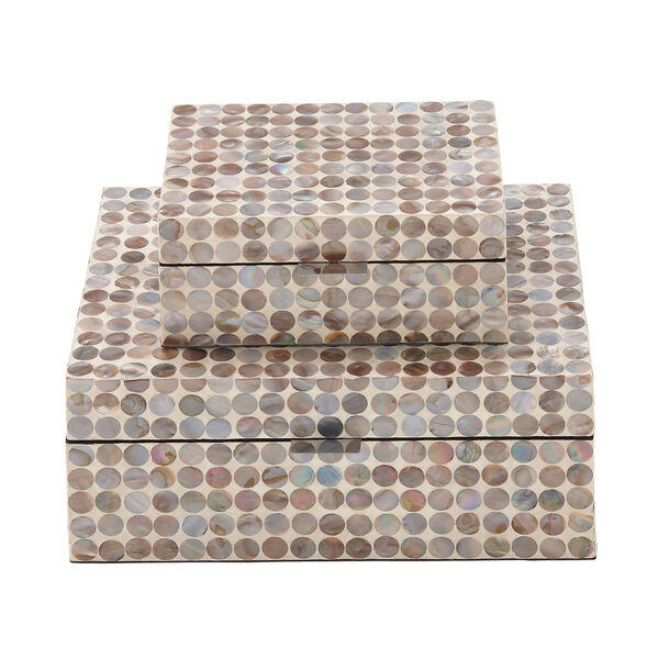 Brown Mother of Pearl Box, Set of 2, image 2