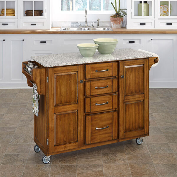 Create-a-Cart Warm Oak Finish SP Granite Top, image 2