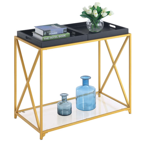 St. Andrews Black Gold Powder Coated Metal Console Table, image 2