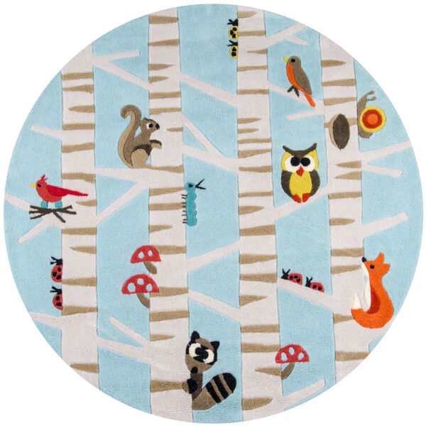 Lil Mo Whimsy Woodland Creatures Light Blue Rectangular: 3 Ft. x 5 Ft. Rug, image 4