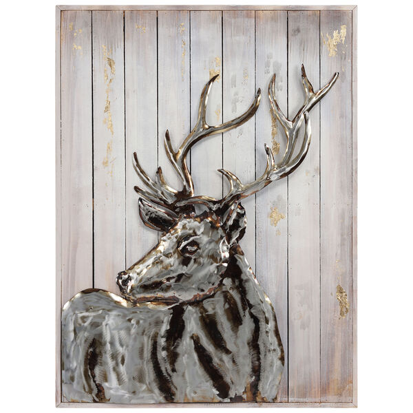 Deer 2 Hand Painted Iron Solid Wood Framed Wall Art, image 2