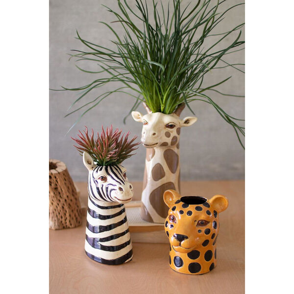 Multicolor Ceramic Safari Animal Succulent Holders, Set of Three, image 1