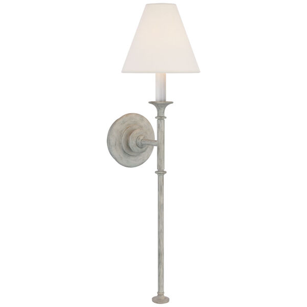 Piaf Large Tail Sconce in Swedish Gray with Linen Shade by Thomas O'Brien, image 1