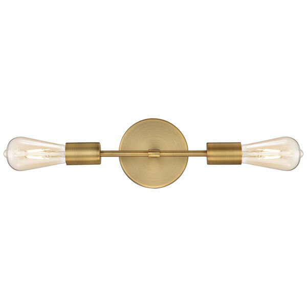 Iconic Antique Brushed Brass Two-Light Wall Sconce, image 3
