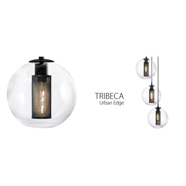 Tribeca 12 Inch One-Light - Textured Black with Clear Glass - Pendant, image 2