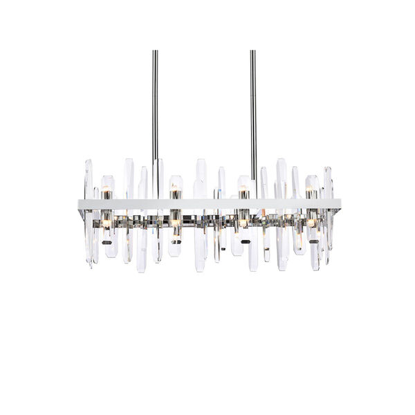 Serena Chrome and Clear 30-Inch Rectangle Chandelier, image 3