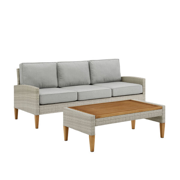 Capella Gray Outdoor Wicker Sofa with Coffee Table, image 5