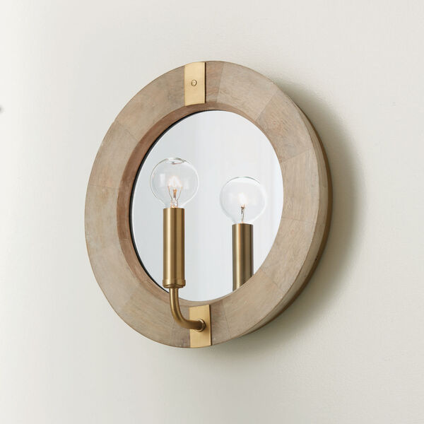 Finn White Wash and Matte Brass One-Light Sconce, image 3