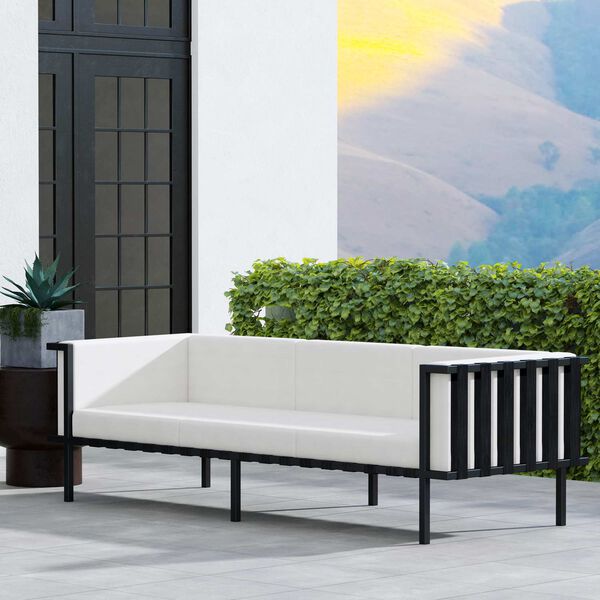 Norway Black Outdoor Patio Sofa with Cushions, image 2
