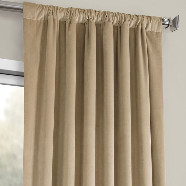 Beige Heritage Plush Velvet Curtain Single Panel, image 3