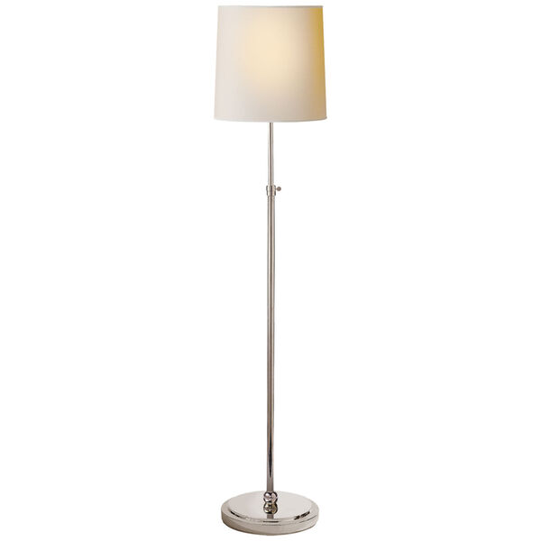 Bryant Floor Lamp in Polished Nickel with Natural Paper Shade by Thomas O'Brien, image 1