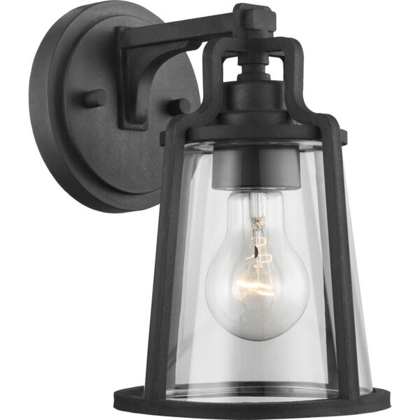 Benton Harbor Textured Black Six-Inch One-Light Outdoor Wall Sconce with Clear Shade, image 1