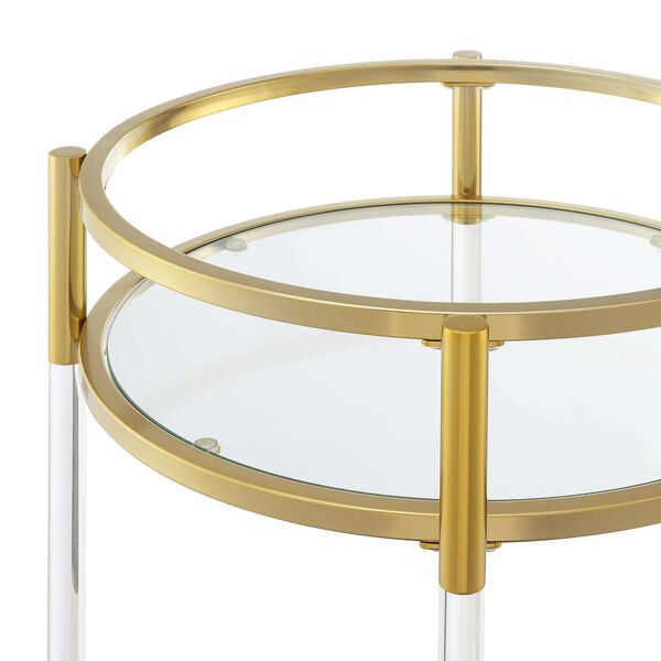 Royal Crest Clear and Gold Two Tier Acrylic Round Bar Cart, image 5