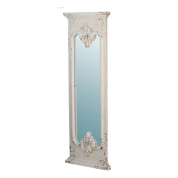 Distressed White Fleur De Lis Wall Mirror, image 1