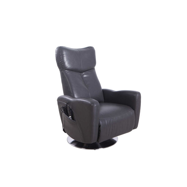 Linden Chrome Charcoal Air Leather Power Recliner, image 1