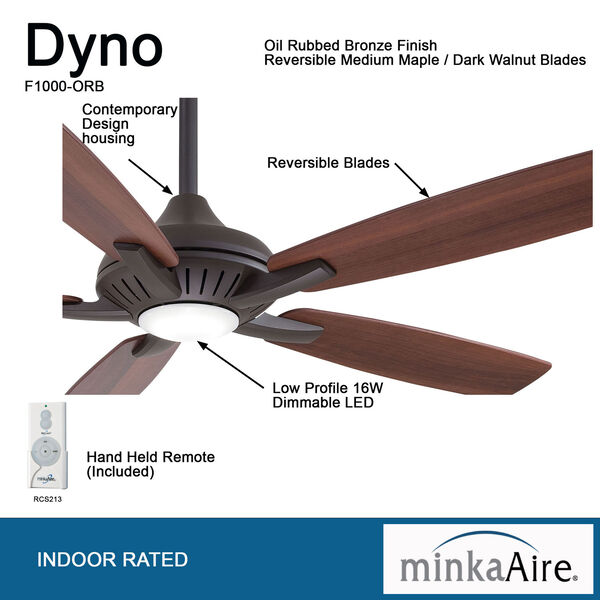 Dyno Oil Rubbed Bronze LED 52-Inch Ceiling Fan, image 5