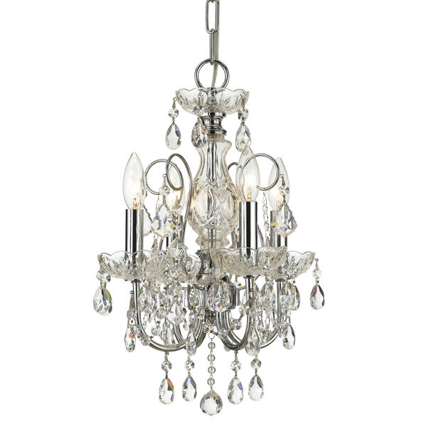 Imperial Polished Chrome Clear Majestic Crystal Four-Light Chandelier, image 1