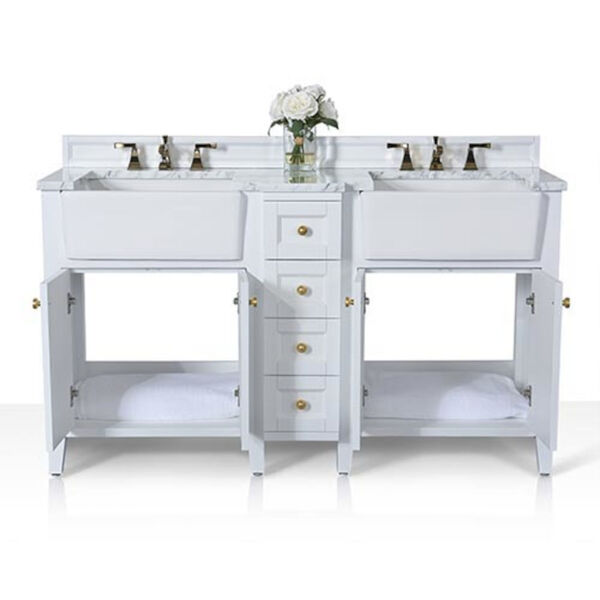 Adeline White 60-Inch Vanity Console with Farmhouse Sinks, image 5