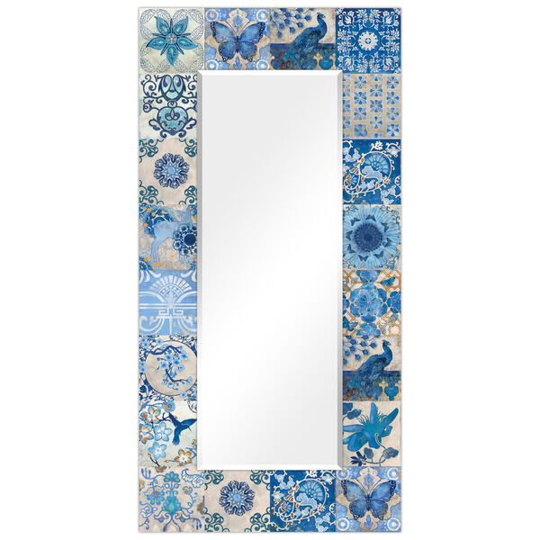 Blue and White 72 x 36-Inch Rectangular Beveled Floor Mirror, image 6