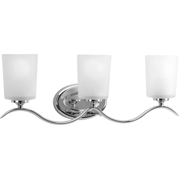 Inspire Polished Chrome Three-Light Bath Fixture with Etched Glass, image 1