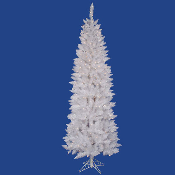 Crystal White Spruce 6 Ft. Artificial Pencil Tree with 250 Clear Lights, image 1