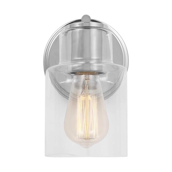 Sayward Chrome One-Light Bath Sconce with Clear Glass by Drew and Jonathan, image 1