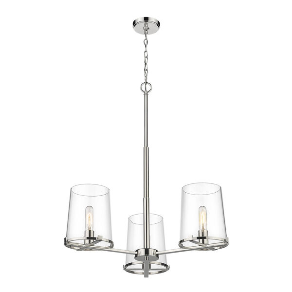 Callista Polished Nickel Three-Light Chandelier with Clear Glass Shade, image 5