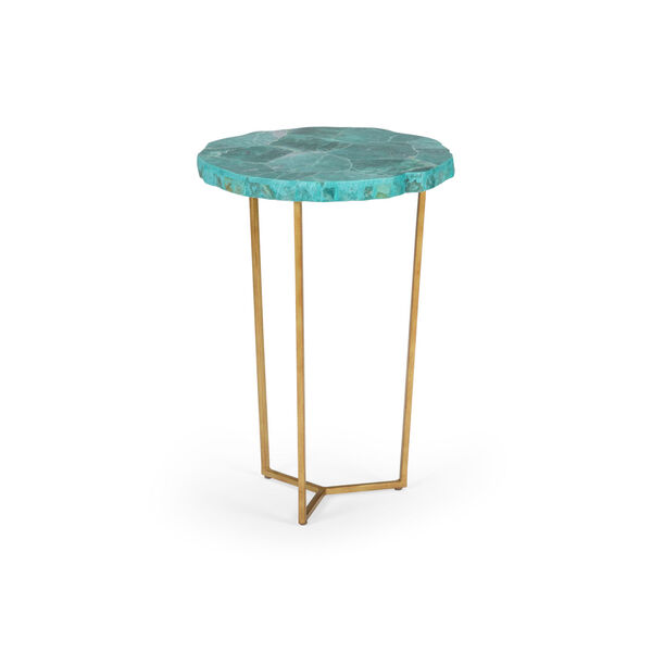 Natural Green and Antique Gold Side Table, image 1
