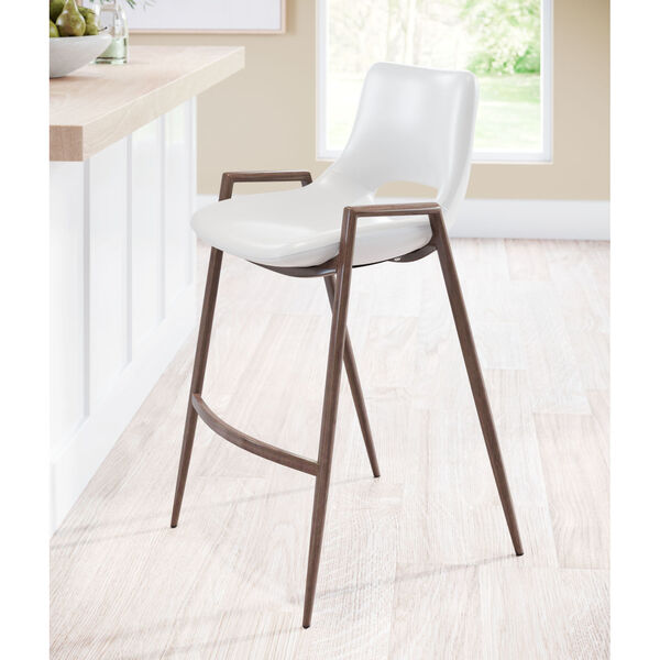 Desi White and Dark Brown Counter Height Bar Stool, Set of Two, image 2