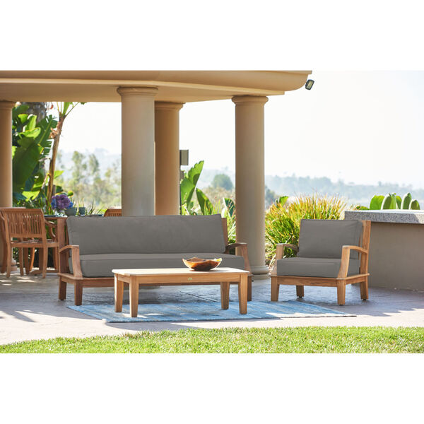 Grande Natural Teak Four-Piece Outdoor Deep Seating Set with Sunbrella Charcoal Cushion, image 2