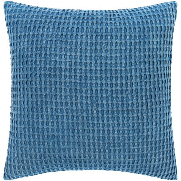 Waffle Bright Blue 18-Inch Throw Pillow, image 1