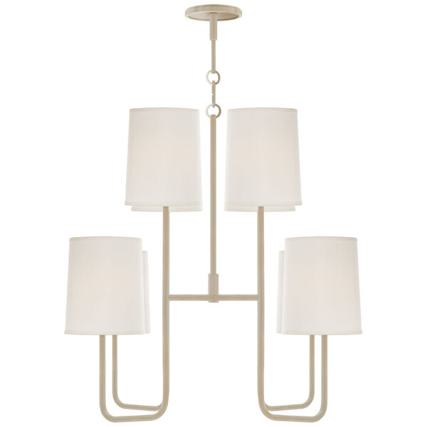 Go Lightly Medium Chandelier in China White with Silk Shades by Barbara Barry, image 1