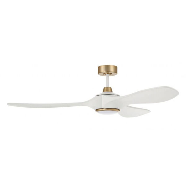 Envy White and Satin Brass 60-Inch DC Motor LED Ceiling Fan, image 1