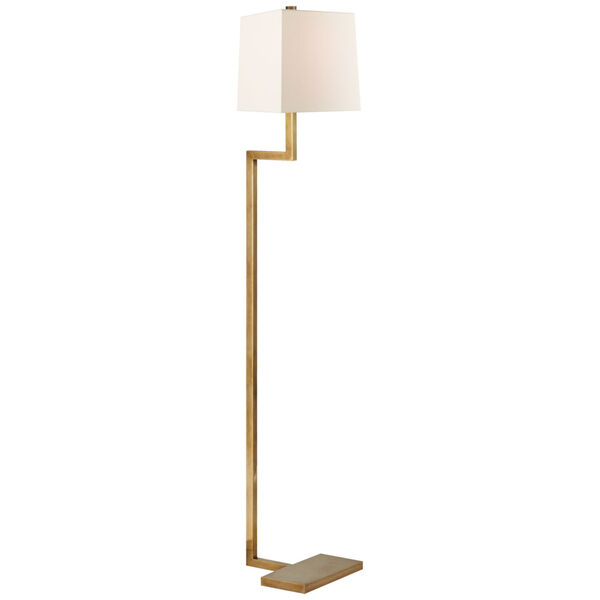 Alander Floor Lamp in Hand-Rubbed Antique Brass with Linen Shade by AERIN, image 1