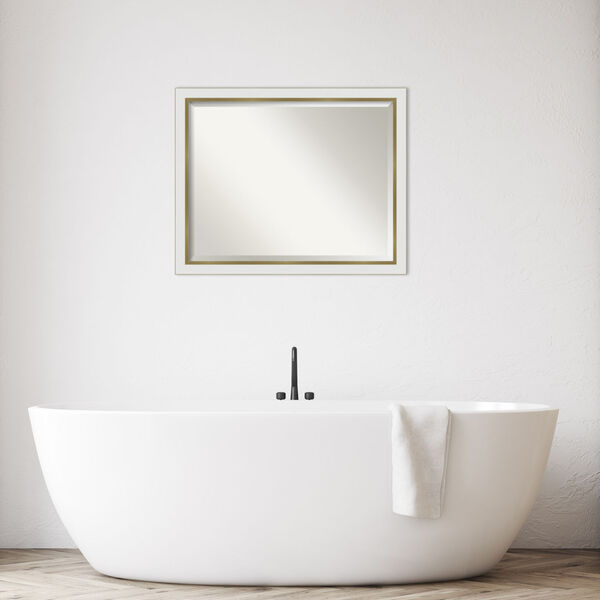 Eva White and Gold 31W X 25H-Inch Bathroom Vanity Wall Mirror, image 3