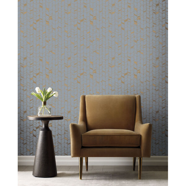 Candice Olson Modern Nature 2nd Edition Blue and Gold Perfect Petals Wallpaper, image 1