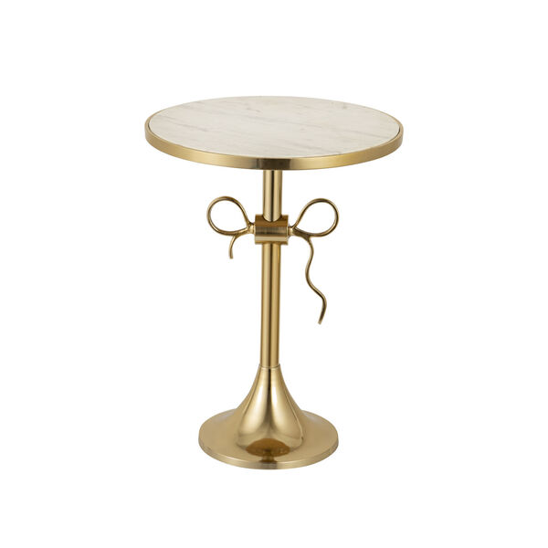 Toledo Gold Side Table with Round Marble Top, image 1