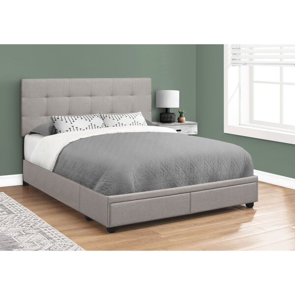 Gray Queen Bed with Two Storage Drawers, image 2
