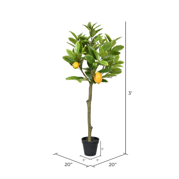 Green Potted Lemon Tree with 111 Leaves, image 2