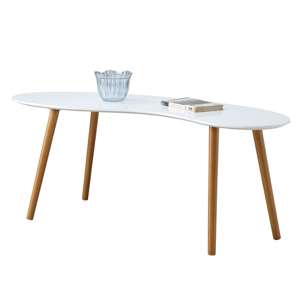 Oslo Bean Shaped Coffee Table in White with Bamboo, image 5
