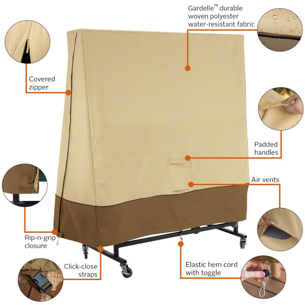 Ash Beige and Brown Ping Pong Table Cover, image 2