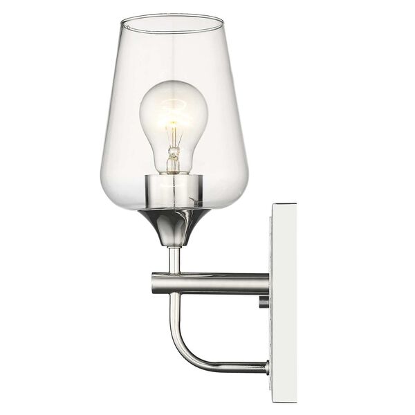 Gladys Polished Nickel One-Light Bath Sconce with Clear Glass, image 5