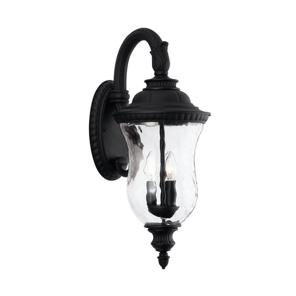 Ashford Black Three-Light Outdoor Wall Mount with Water Glass, image 1