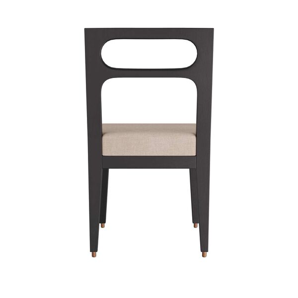 Thaden Natural Linen Ebony Wood Antique Brass Dining Chair, image 3