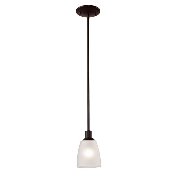 Jackson Oil Rubbed Bronze One-Light Mini Pendant with White Glass Shade, image 1