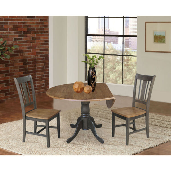San Remo Hickory and Washed Coal 42-Inch Dual Drop leaf Table with Side Chairs, Three-Piece, image 5